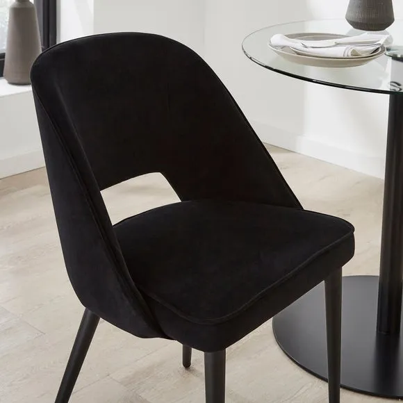 Effy 4 Seater Round Dining Table with 4 Lillia Black Velvet Dining Chairs 4