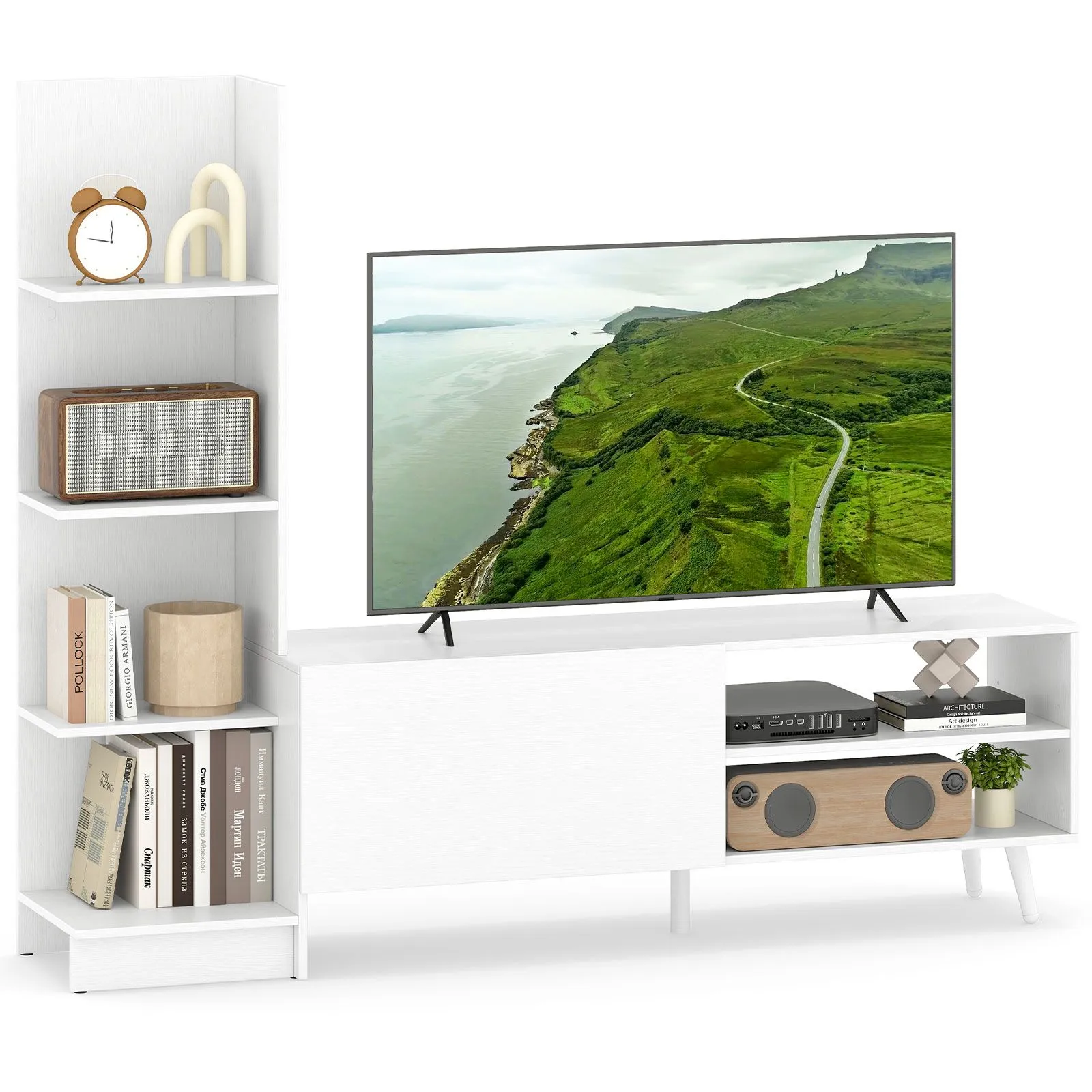 Costway TV Stand for TVs up to 50 Inches Entertainment Center in White