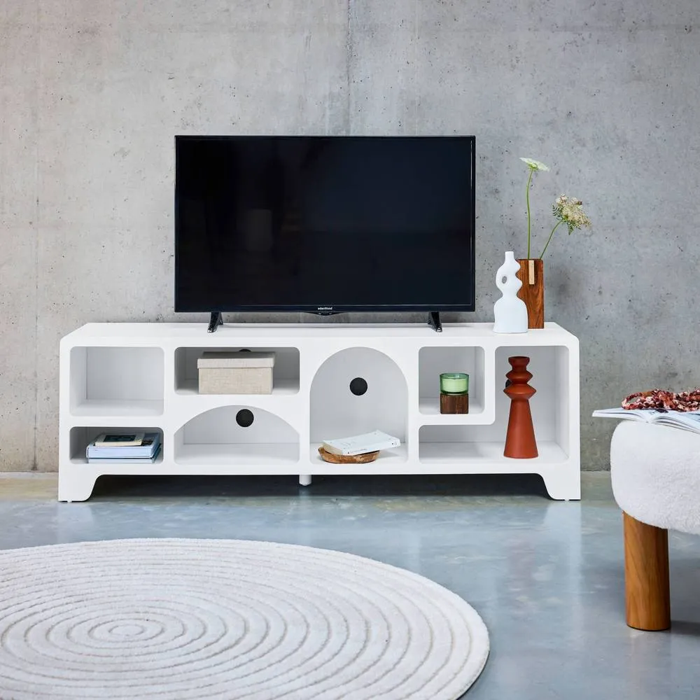 sweeek White wood effect tv stand 160cm 3