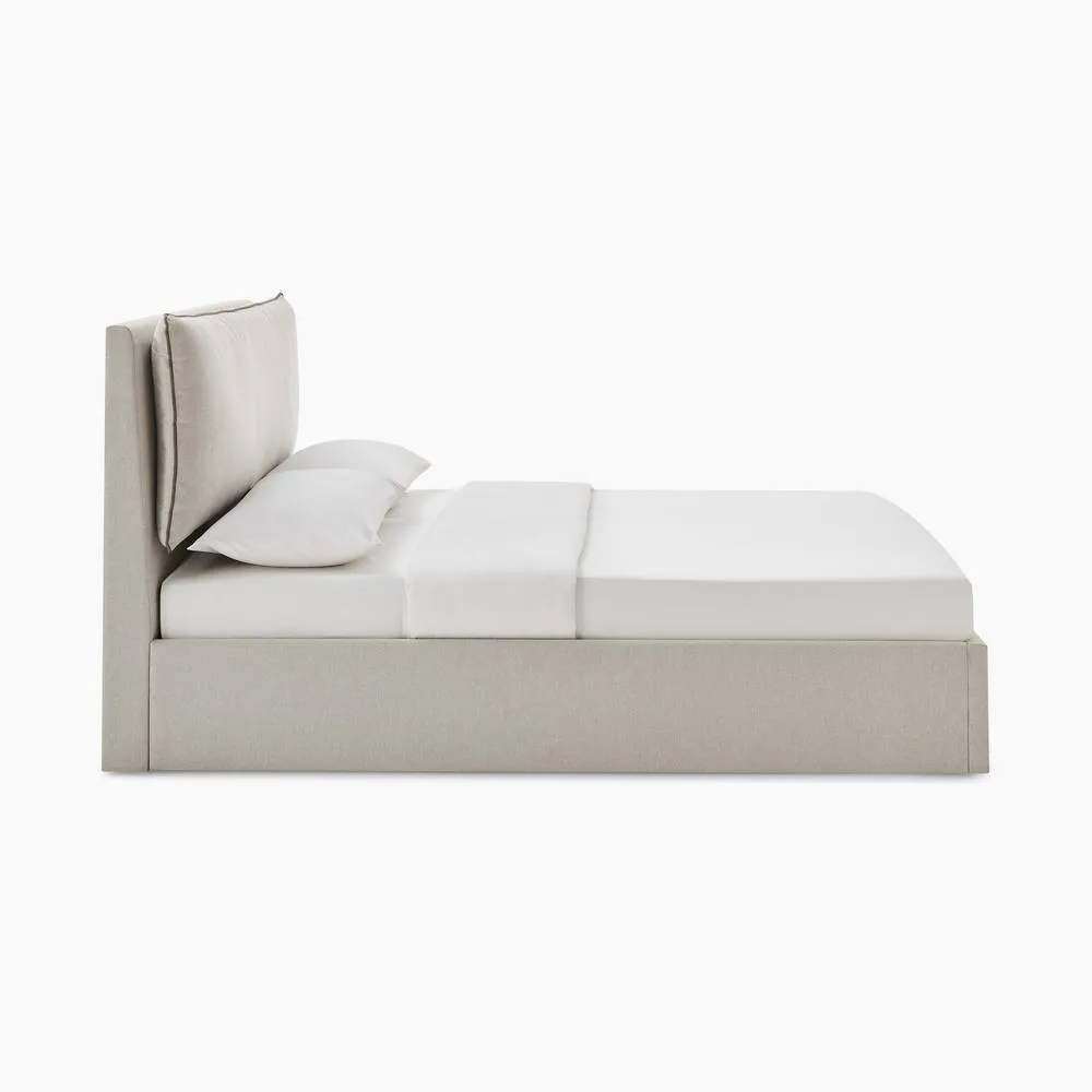 FurnitureboxUK Tilly Beige & Brown Herringbone Fabric Ottoman Bed Frame 5