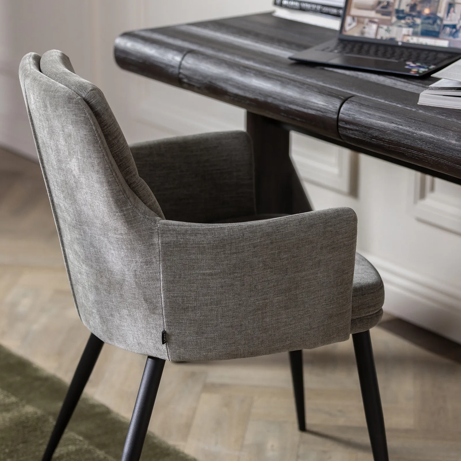 Shale Dining Chair With Arms, Grey Fabric | Barker & Stonehouse 3