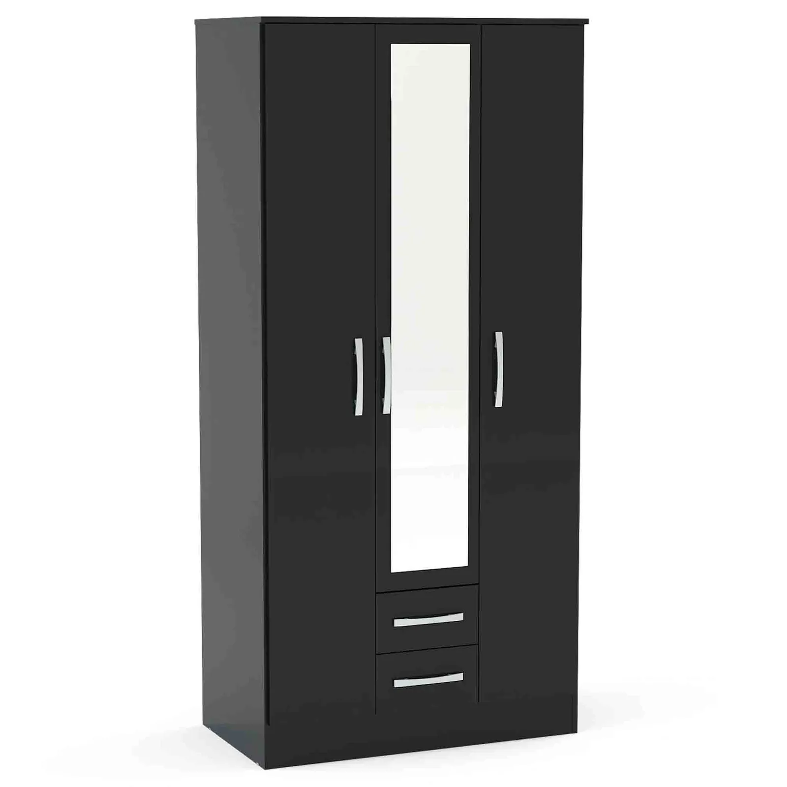 Lynx Mirrored 3 Door Mirrored Wardrobe Black