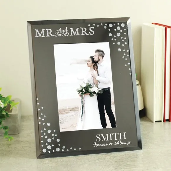 Personalised Mr and Mrs Diamante Glass Photo Frame 2