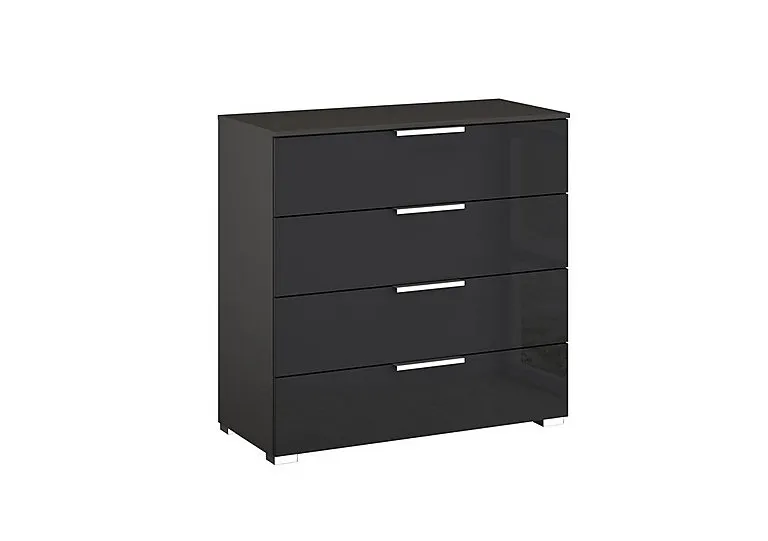 Formes Glass 4 Drawer Wide Chest - Graphite/Basalt Front