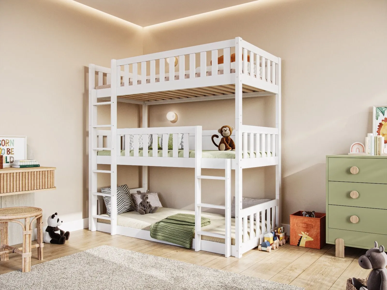 Flair Bea Triple High Bunk Bed in White 2