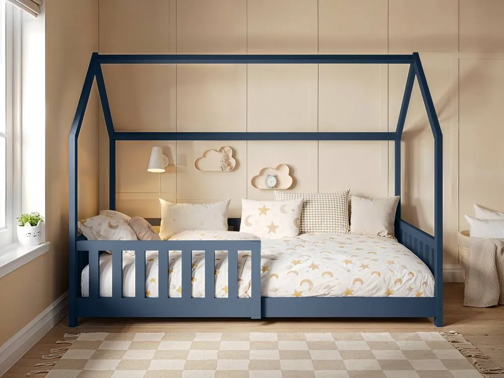 Flair Explorer Wooden Playhouse Bed with Rails in Navy 2
