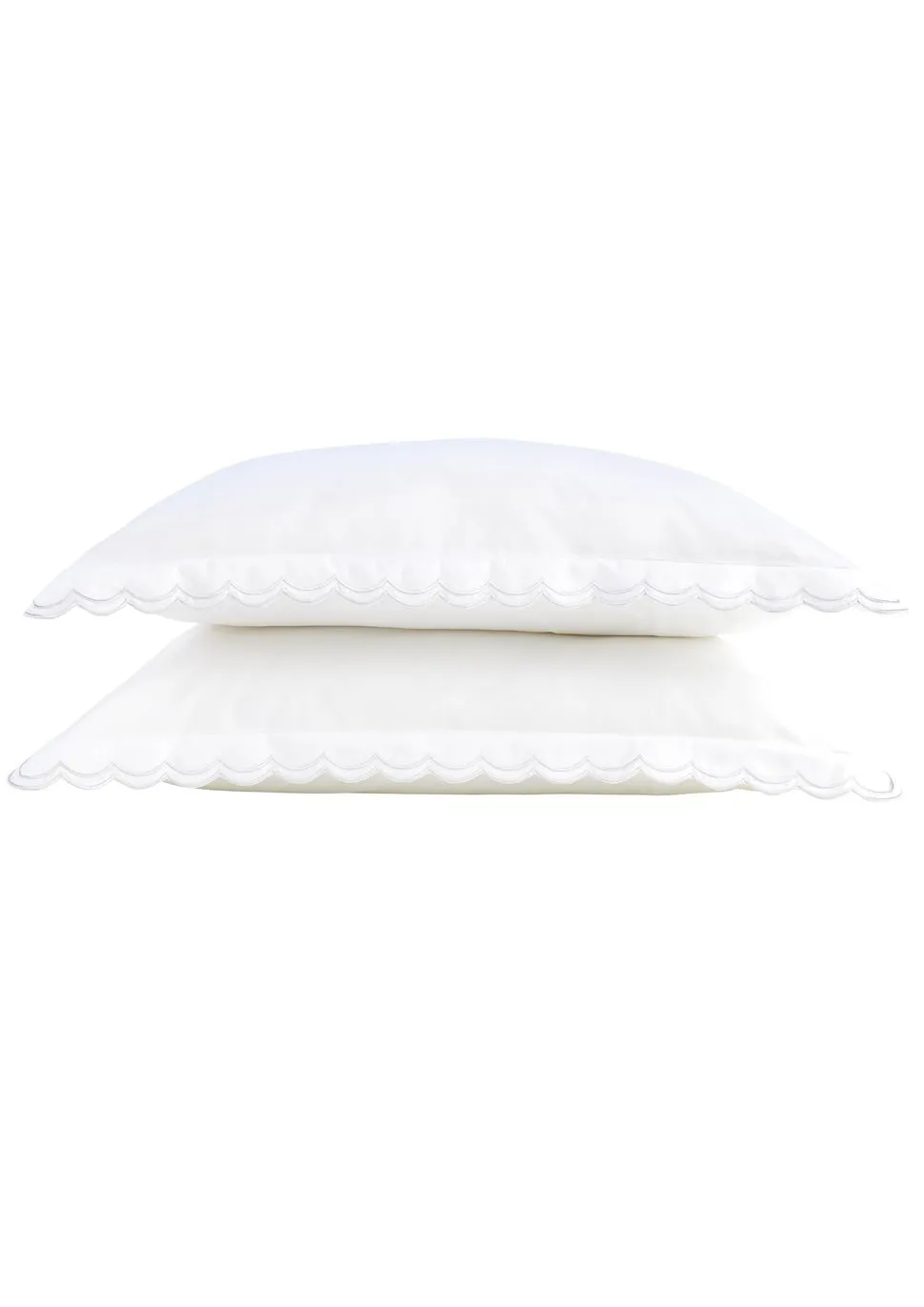 CHRISTY Scallop Edge Cotton Sateen Oxford Pillowcases in White 3