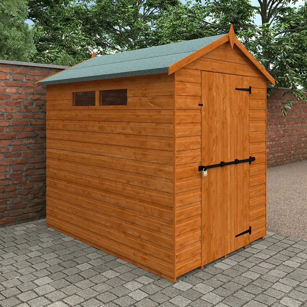 Buttercup Farm 7 x 5 Feet Security Apex 12mm Shed - Solid Wood/Softwood/Pine in Burnt Orange 2
