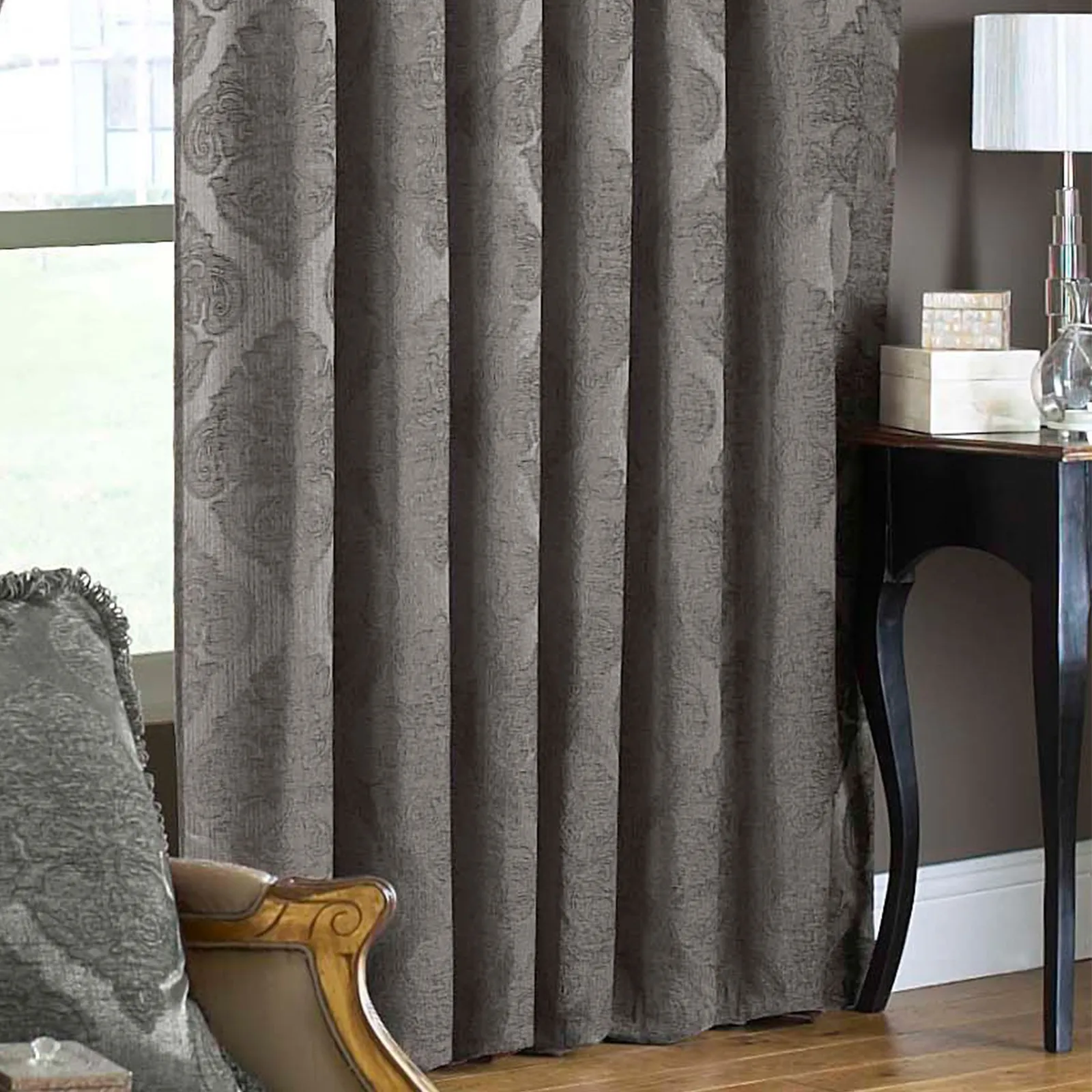Paoletti Winchester Pencil Pleat Curtains in Light Brown 3