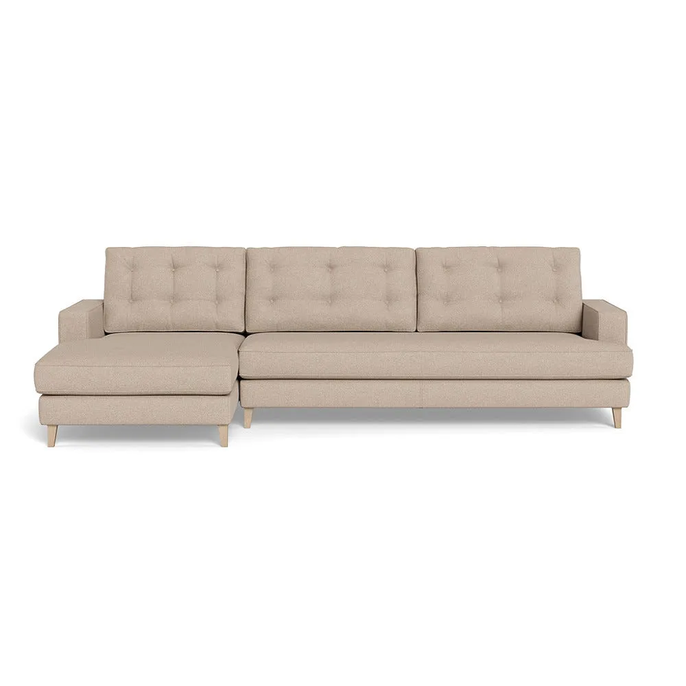 Heal's Mistral Left Hand Facing Corner Sofa Boucle Tweed Pearl Natural Beech Feet 2
