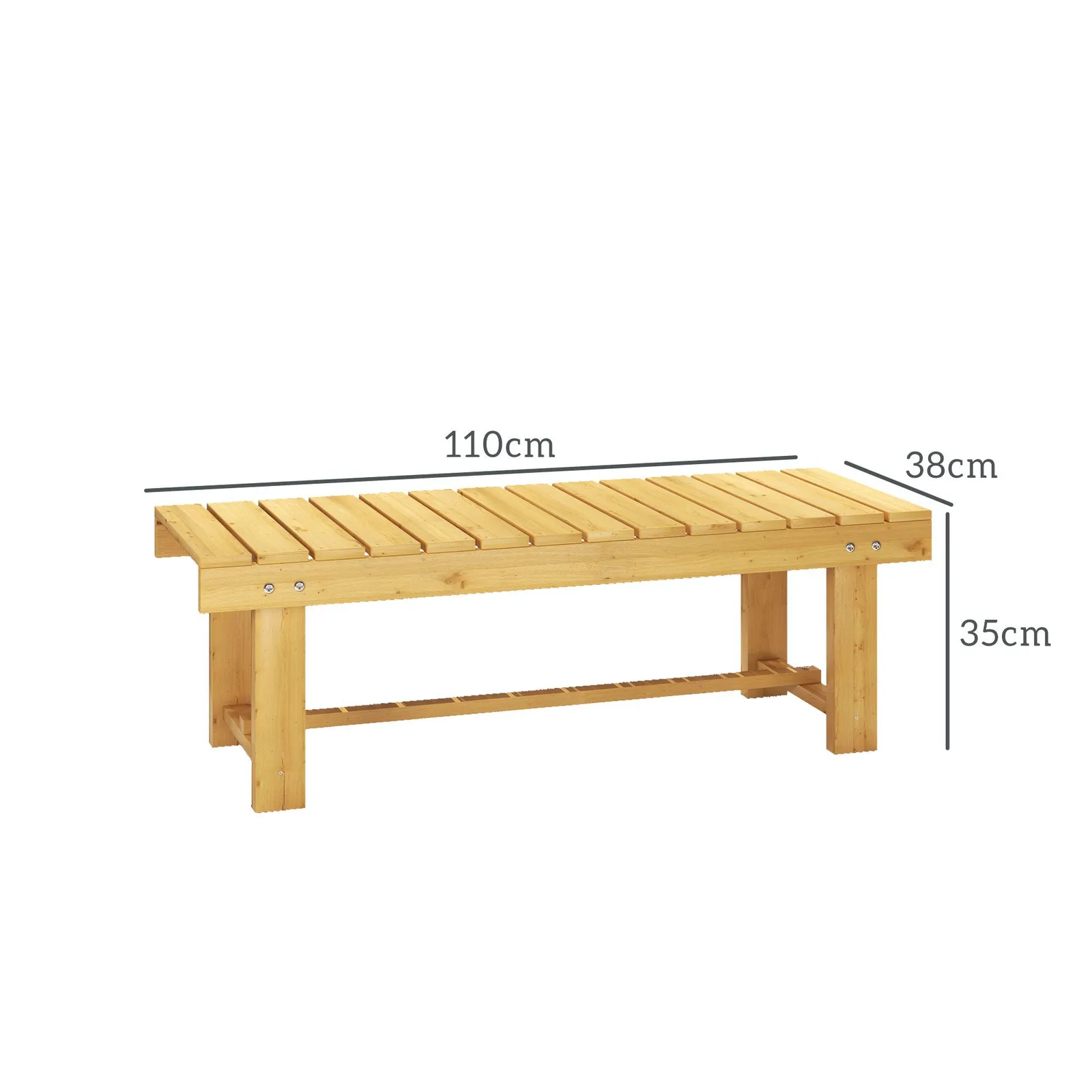 OUTSUNNY 1.1M Outdoor Garden Bench Patio Loveseat Fir Wood 2 Person in Camel 3