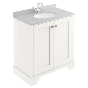 Bayswater Victrion Pointing White Traditional Freestanding Vanity Unit & Grey Marble Top Basin - 800mm