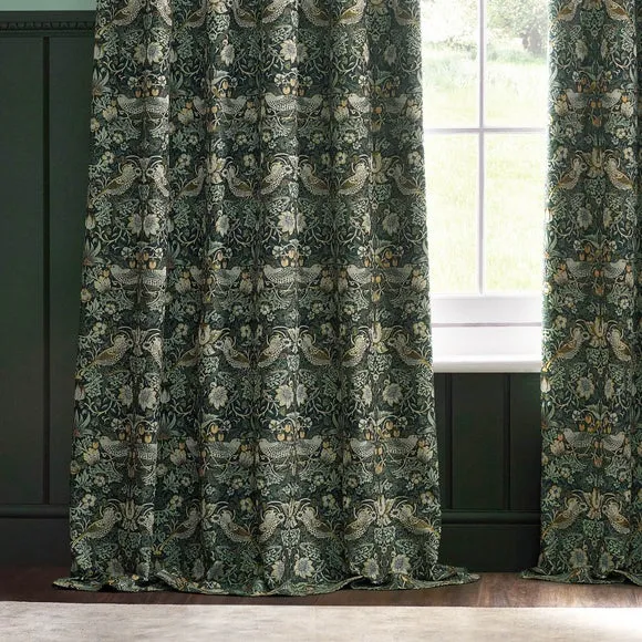 Morris & Co. Strawberry Thief Jacquard Pencil Pleat Curtains 4