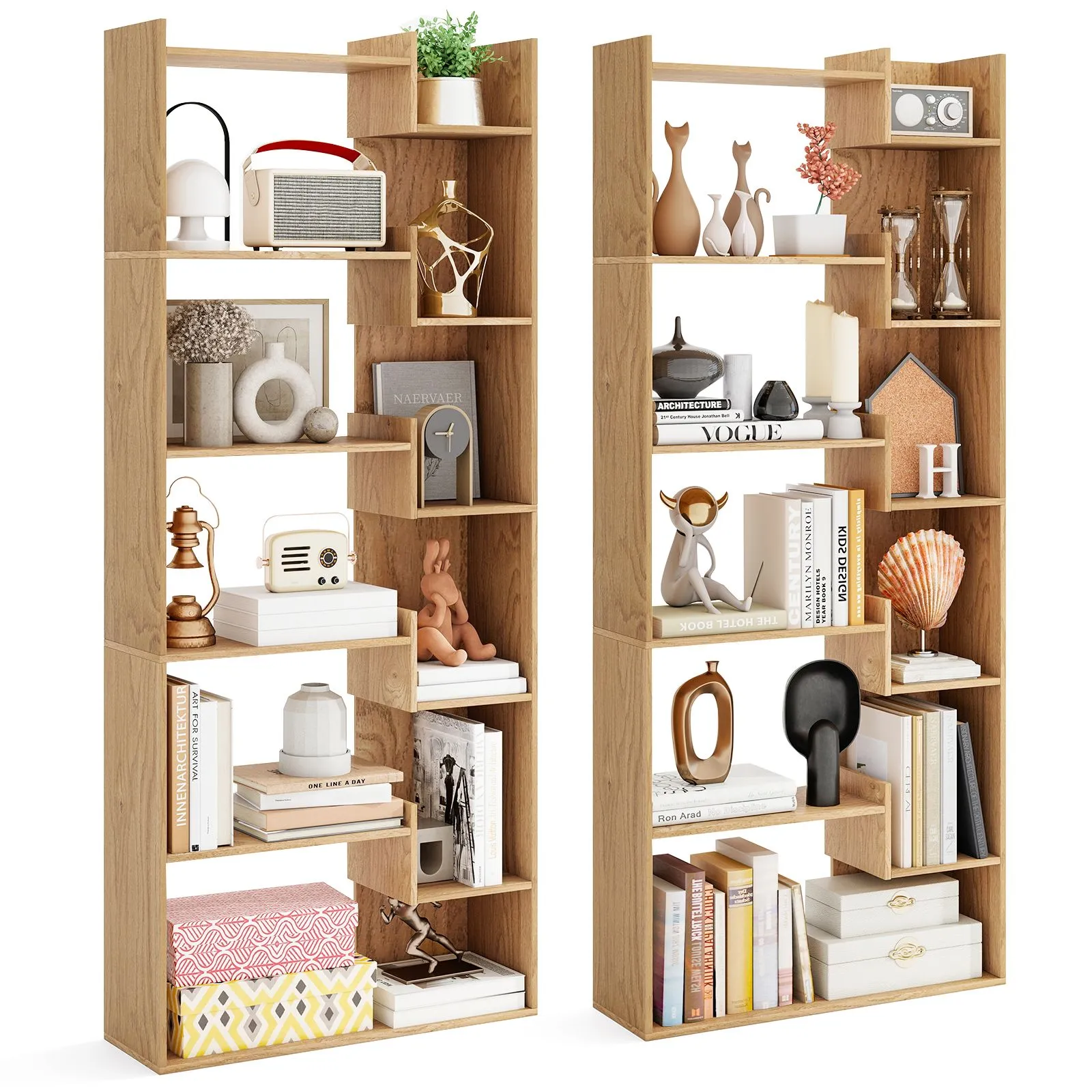 Costway 6-Tier Bookcase Wooden Storage Shelving Unit Book Display Rack in Natural 3