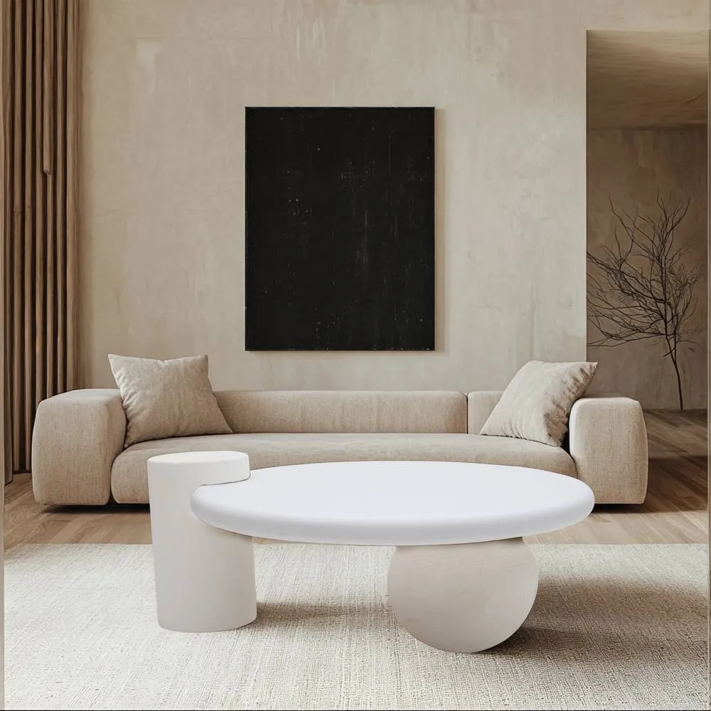 IH Design Udaipur Modern Abstract Coffee Table in White