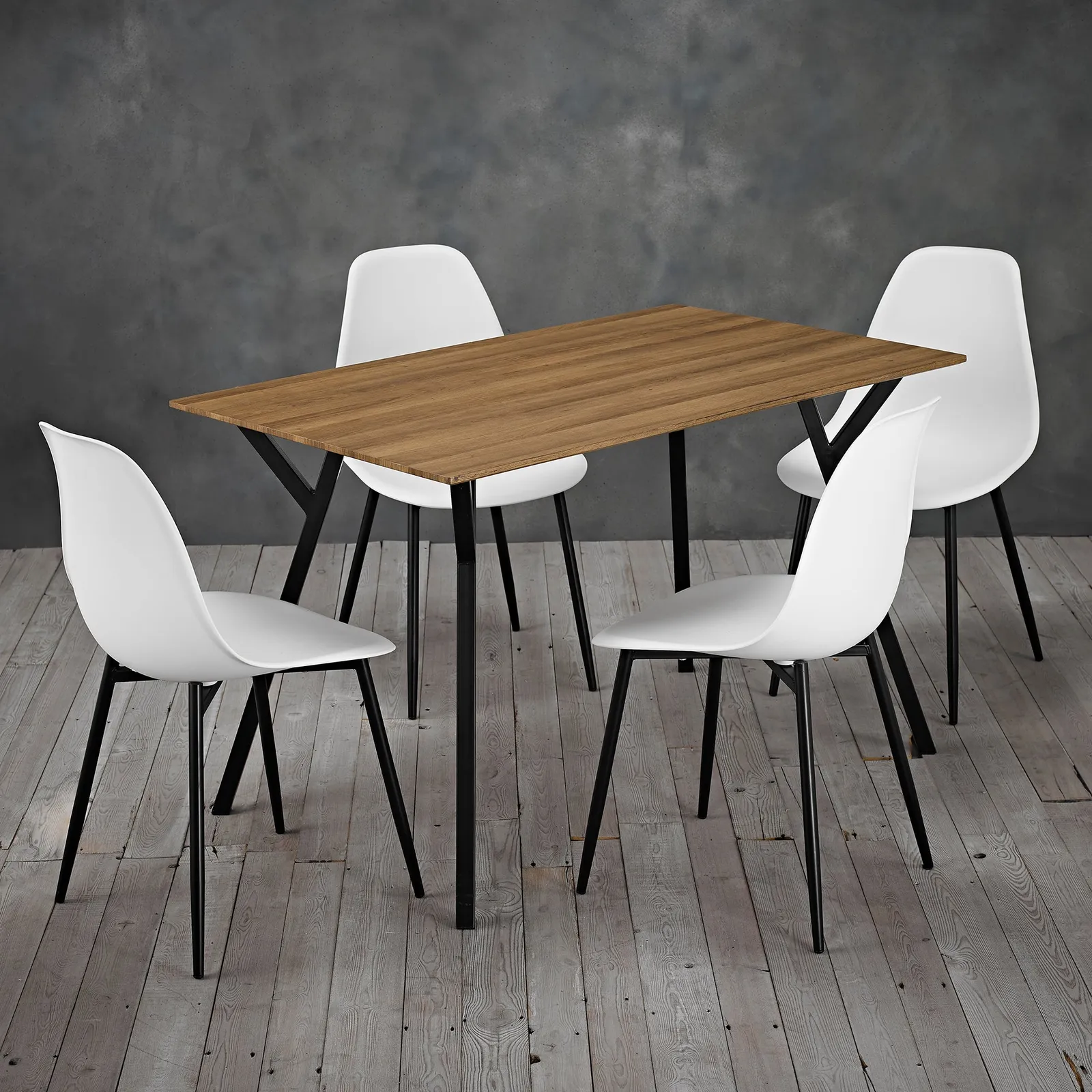 Lisbon 4 Seater Dining Set Brown and White