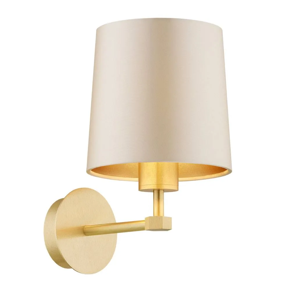 Netlighting Princeton Wall Lamp With Shade Beige (Gold Inside) Brushed Brass