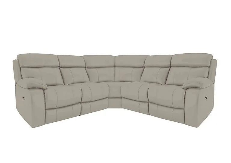 Moreno Leather Manual Recliner Corner Sofa - Silver Grey