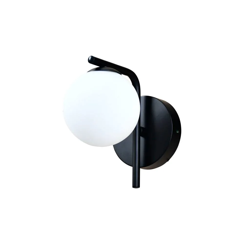 First Choice Lighting Set of 2 Grosvenor - Black Wall Lights with Glass Globes 2