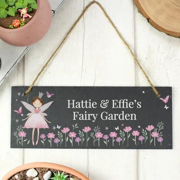 Personalised Fairy Princess Garden Slate Sign 2