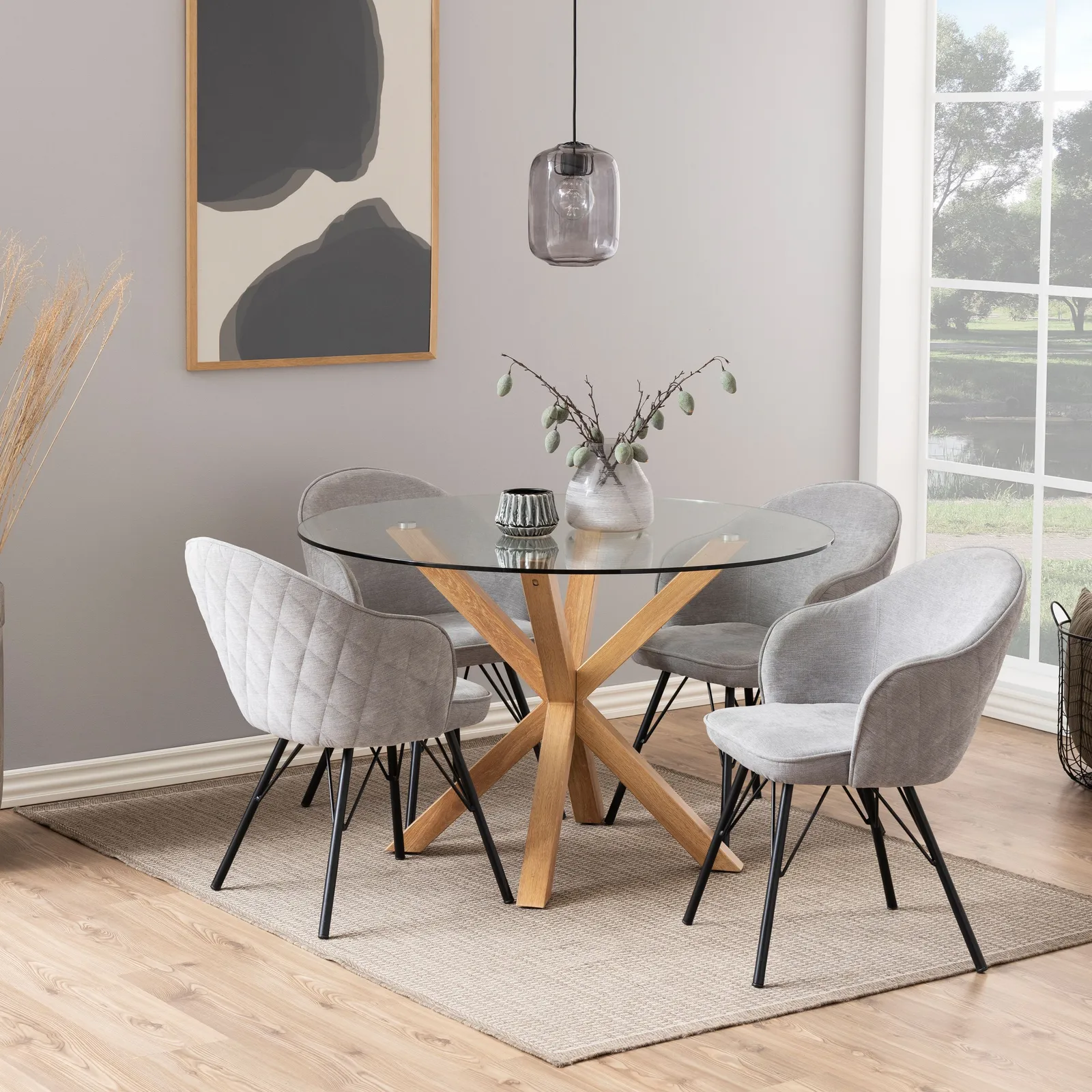 Furniture To Go Heaven Round Dining Table with Ceramic/Glass/Marble Top 119cm in Clear 3
