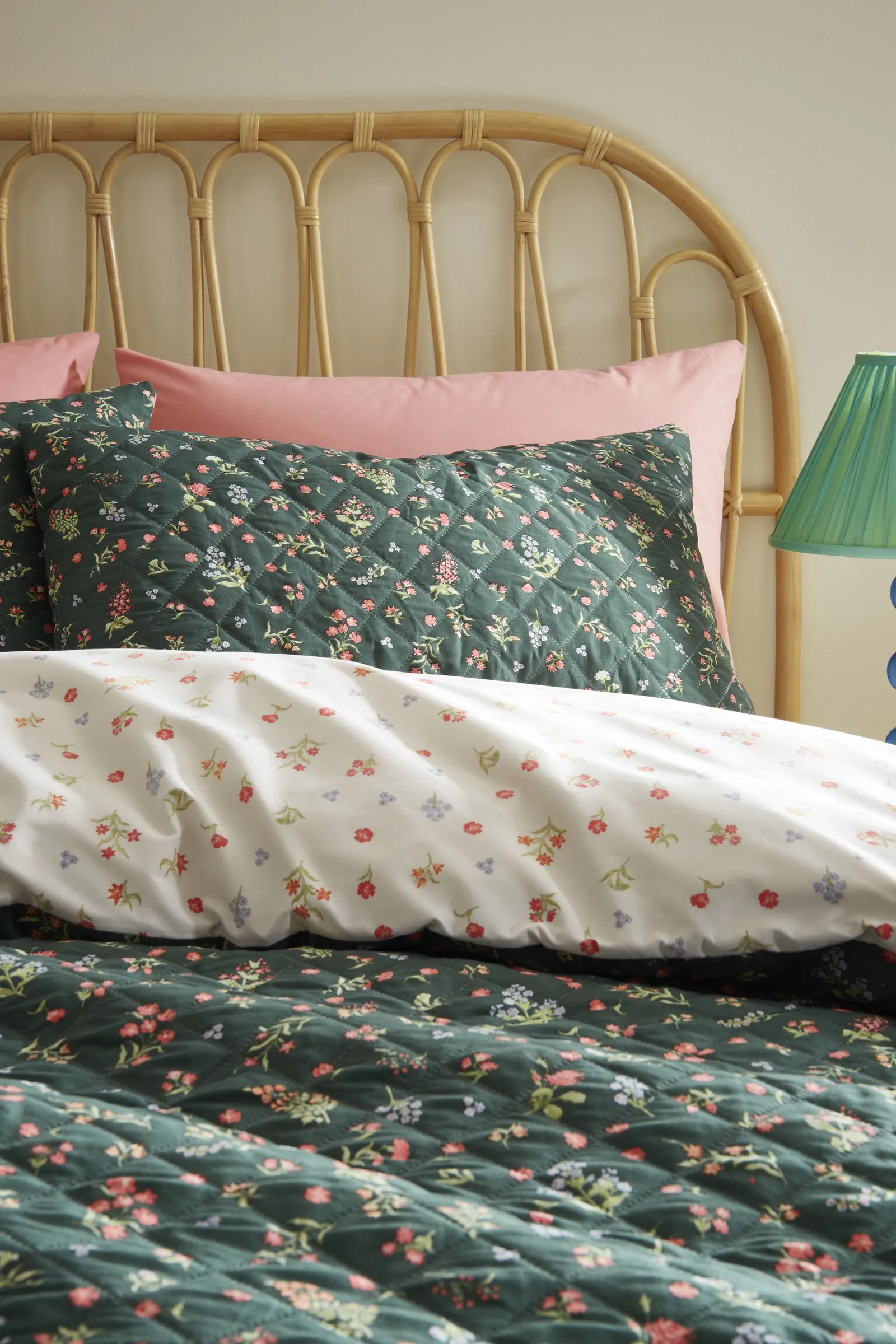 Fusion 'Nelly' Floral Print Textured Finish Duvet Cover Set in Green 2