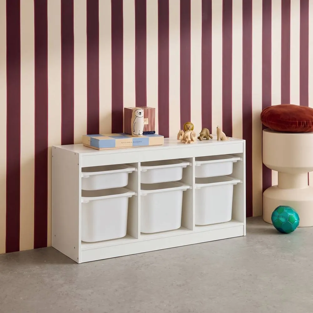 sweeek Children's storage furniture 6 storage bins wood decor in White 4
