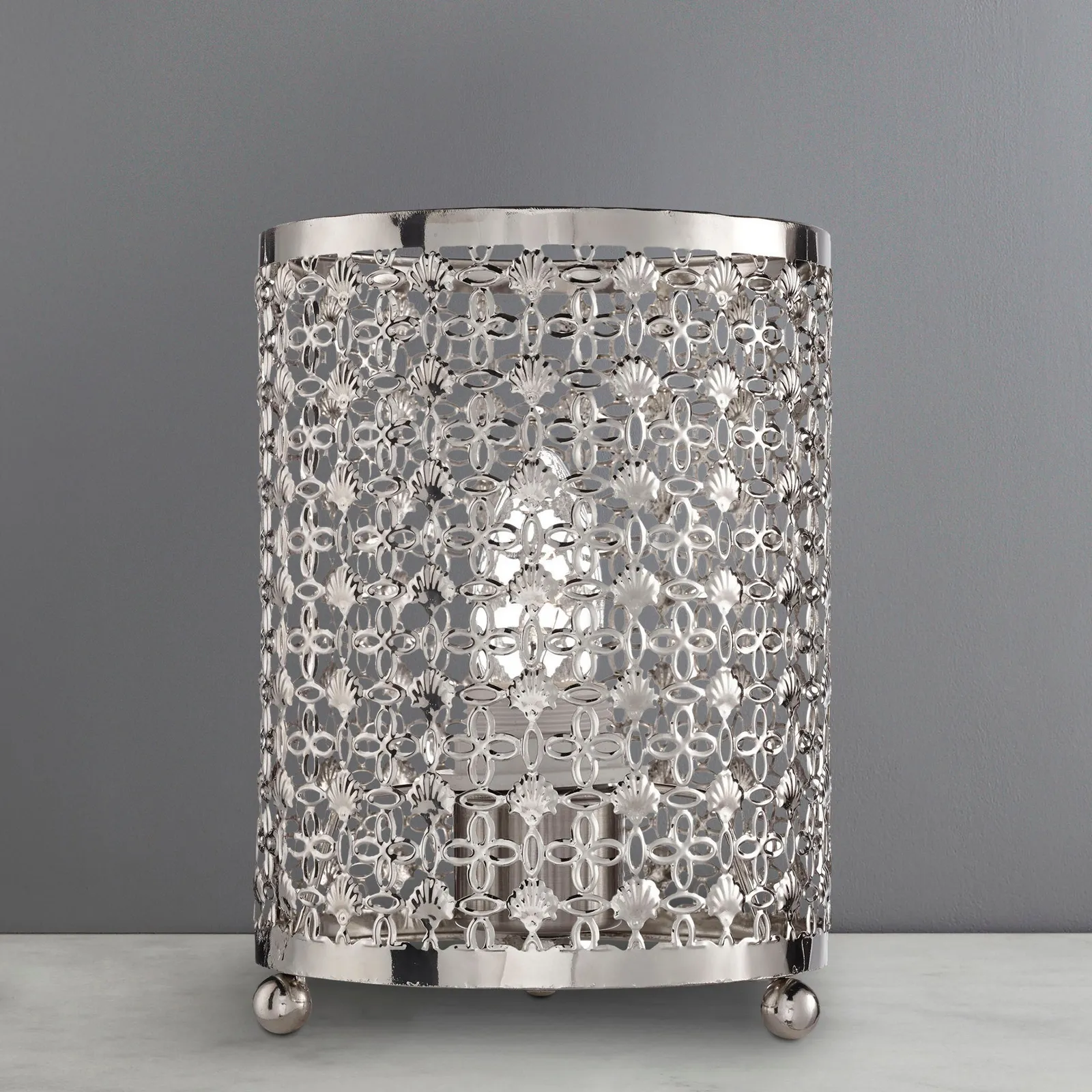 Moroccan Detail Chrome Table Lamp Silver