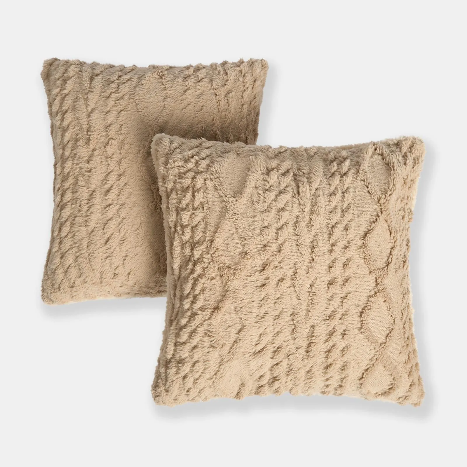 OHS 2 Pack Soft Cosy Cable Knit Design Decorative Square Cushion Covers in Natural
