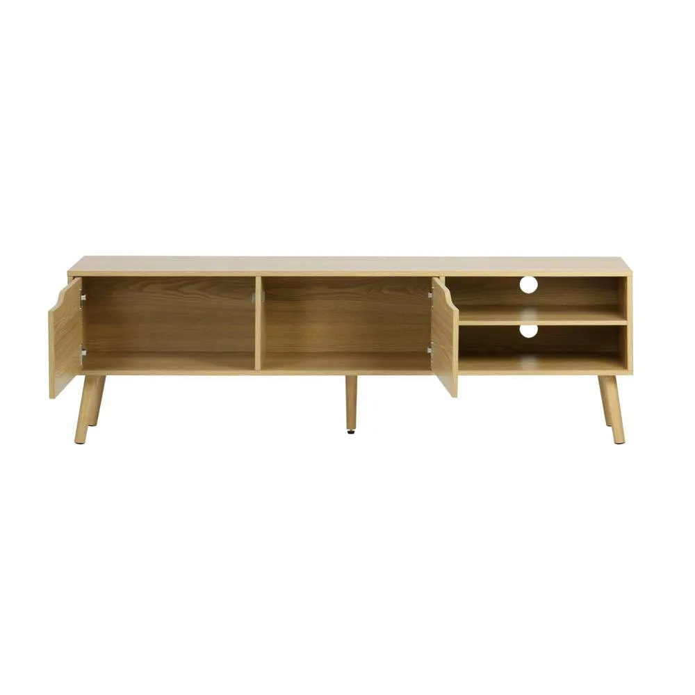 sweeek 160cm vintage TV unit wooden effect 2 doors in Light Brown 6