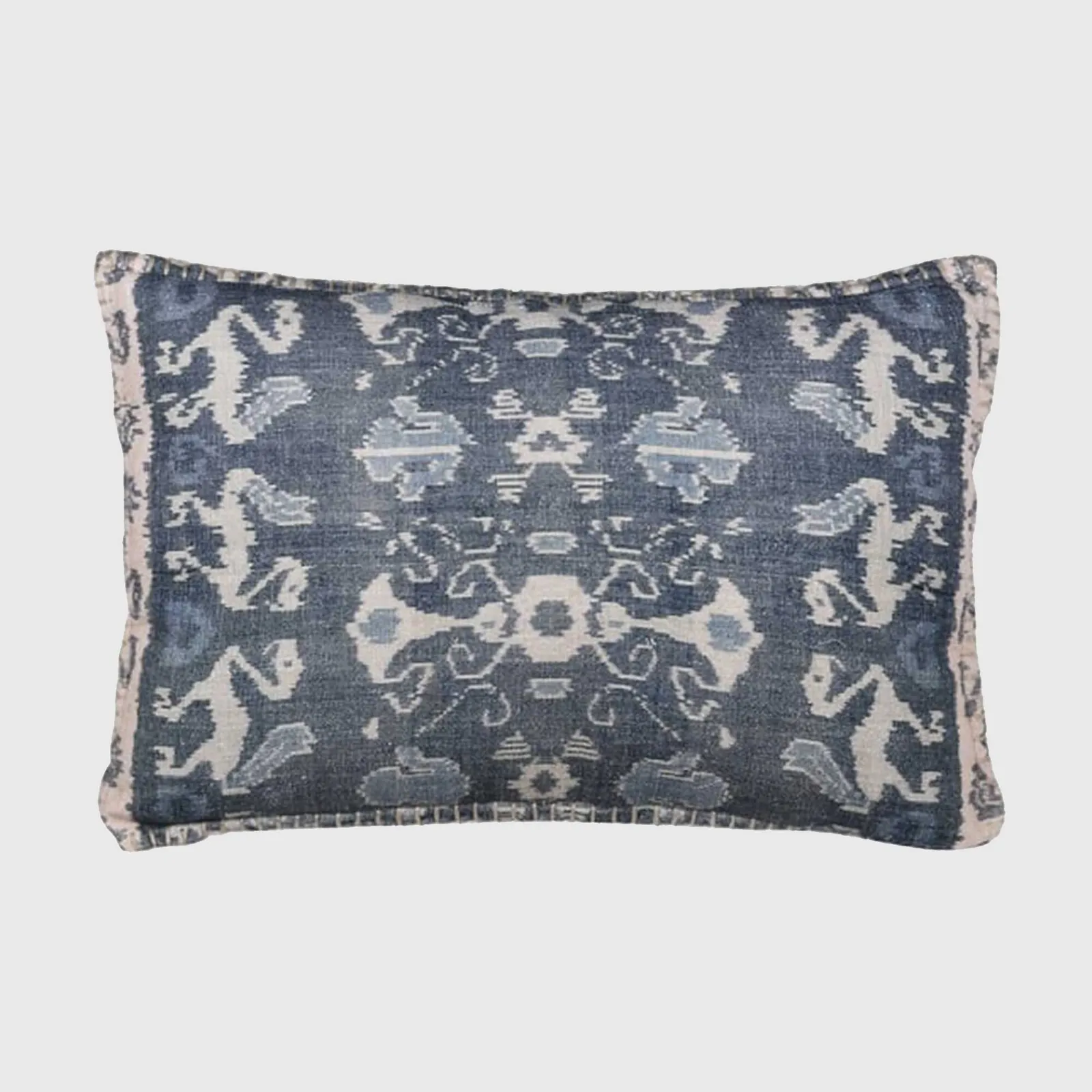 Blue Ikat Cushion, Square Polyester | Barker & Stonehouse