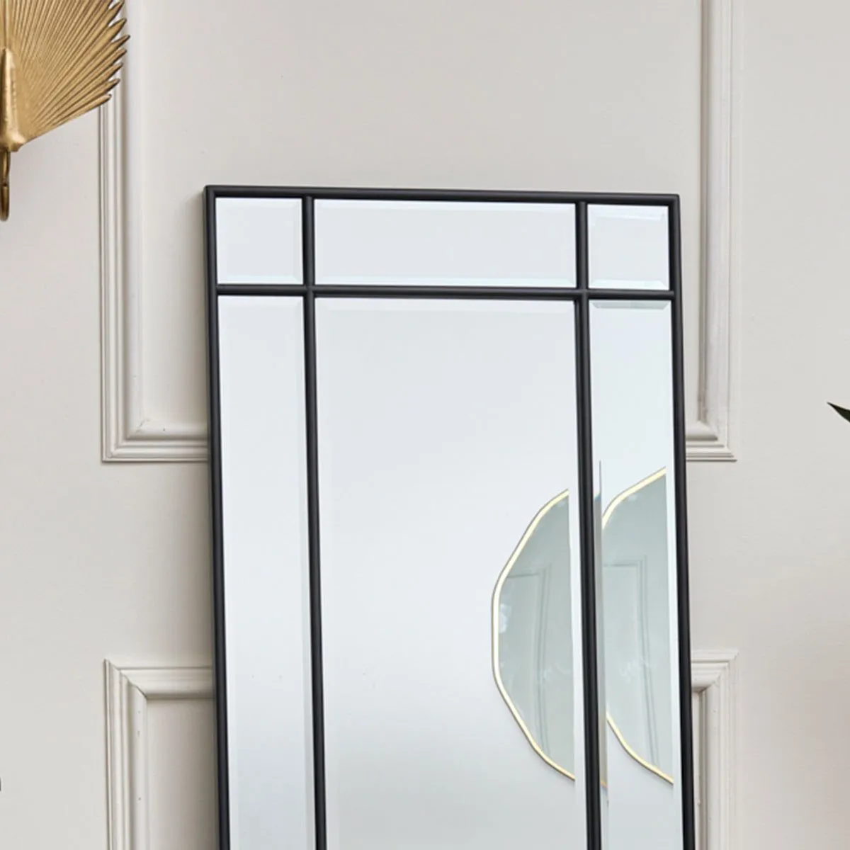 Melody Maison Black Framed Art Deco Wall / Leaner Mirror 142 Cm X 54 Cm 3