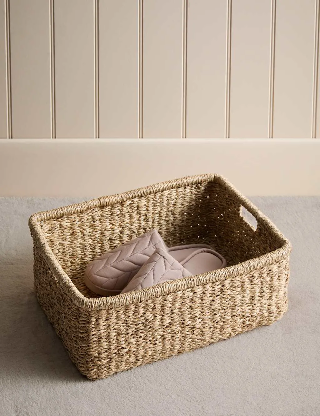 M&S Seagrass Large Rectangular Basket Natural