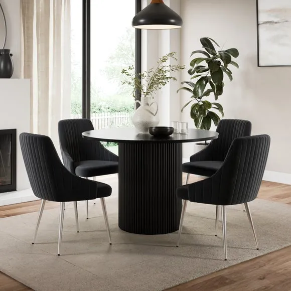 Shea Set of 2 Chrome Leg Dining Chairs, Velvet 2