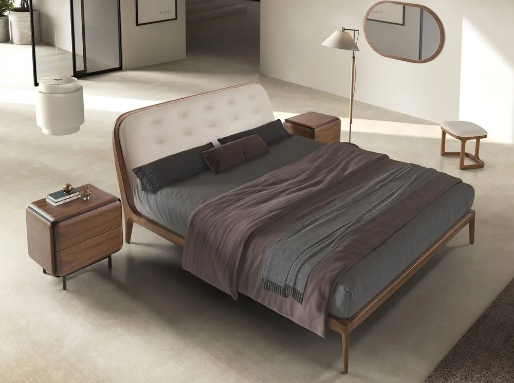 Angel Cerda Leatherette King Bed 180x200 cm in Beige 3