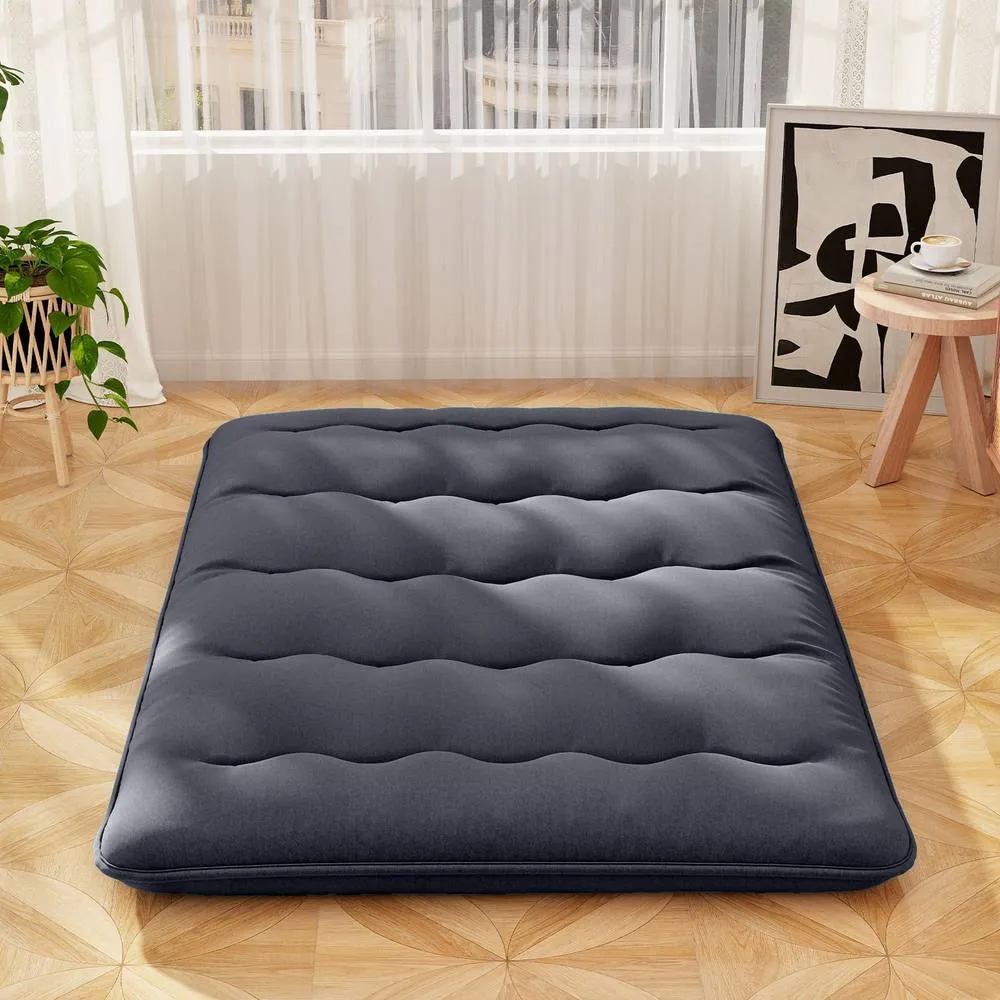 Costway King Size Japanese Floor Mattress Futon Mattress 190x135x10cm-Black in Dark Grey 2