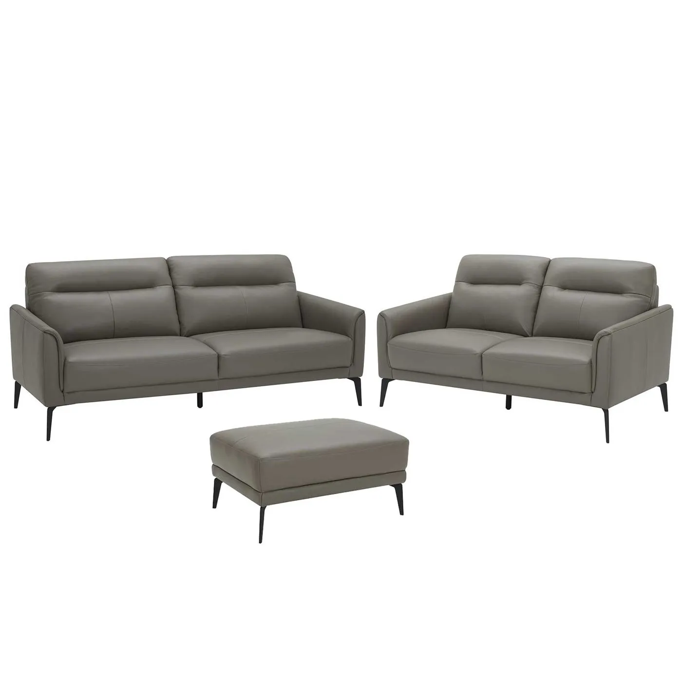 Belgravia 3 Seater and 2 Seater Leather Sofa, Free Ottoman