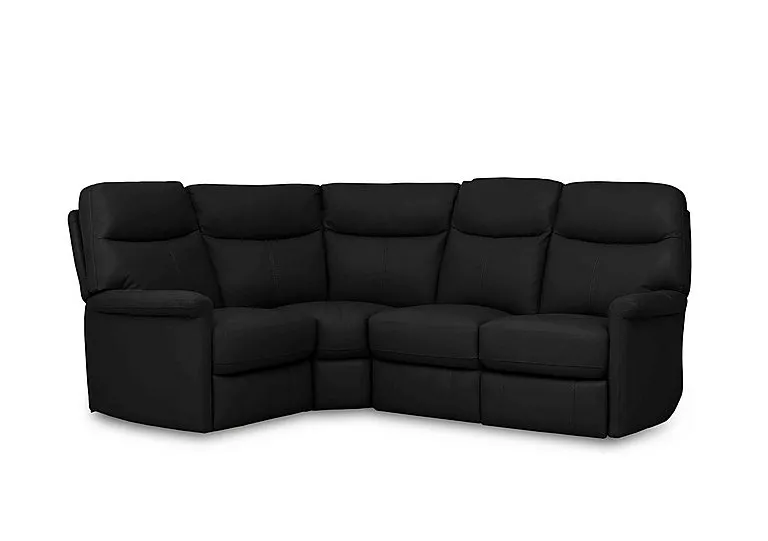 Compact Collection Lille Leather Left Hand Facing Corner Sofa - Classic Black