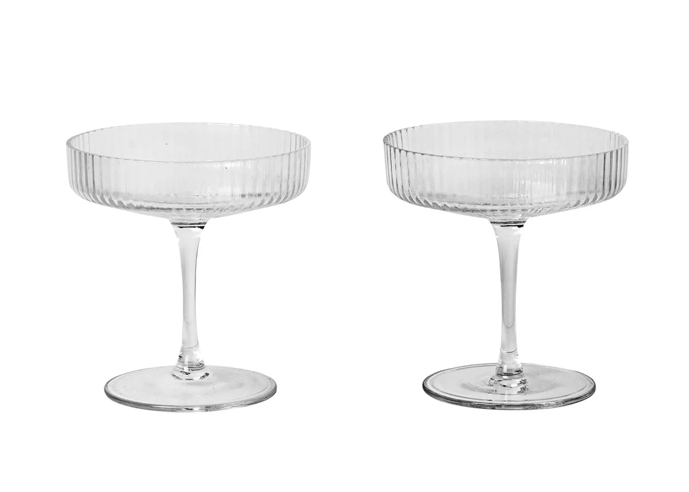 ferm LIVING Ripple Clear Champagne Saucer Set of 2