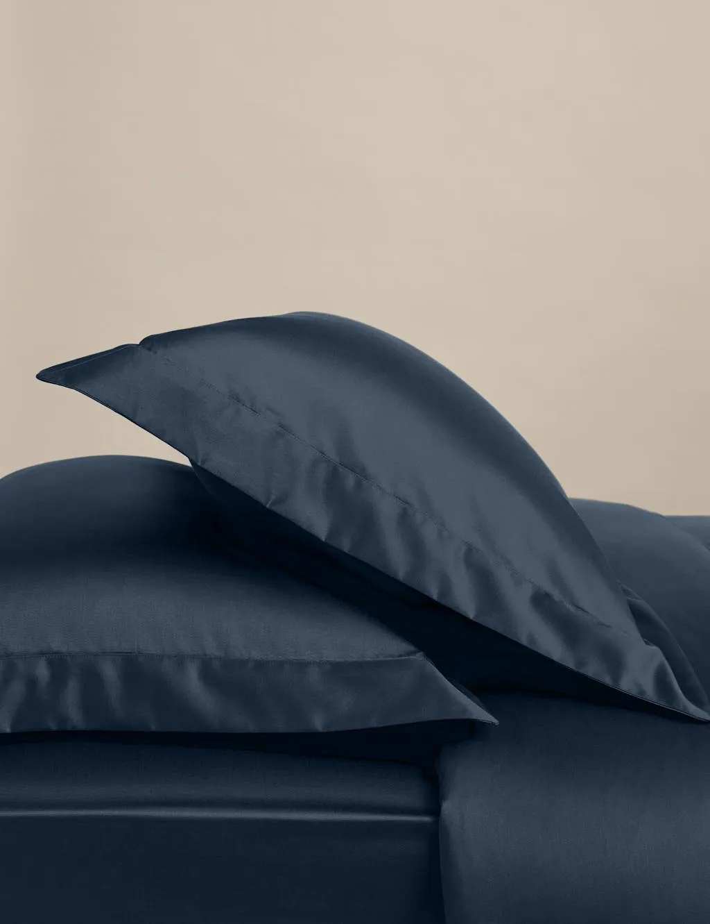 M&S 2 Pack Egyptian Cotton 400 Thread Count Silky Oxford Pillowcases Navy