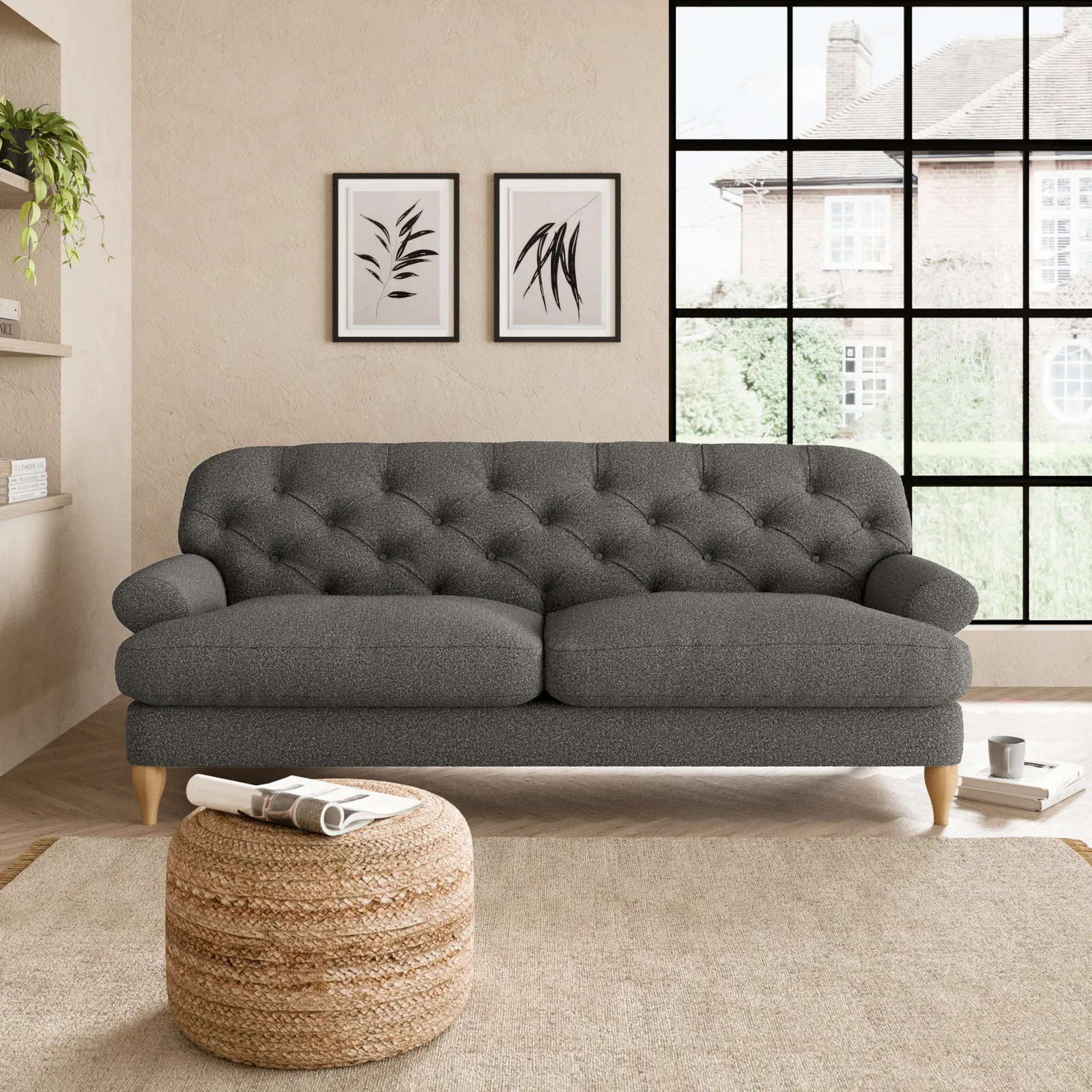 Canterbury Cosy Marl 3 Seater Sofa Grey