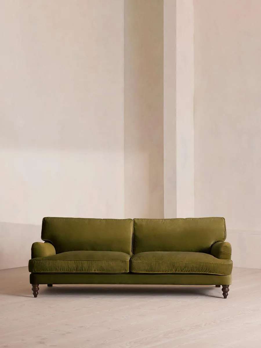 Arundel Four Seater Sofa, Velvet, Olive