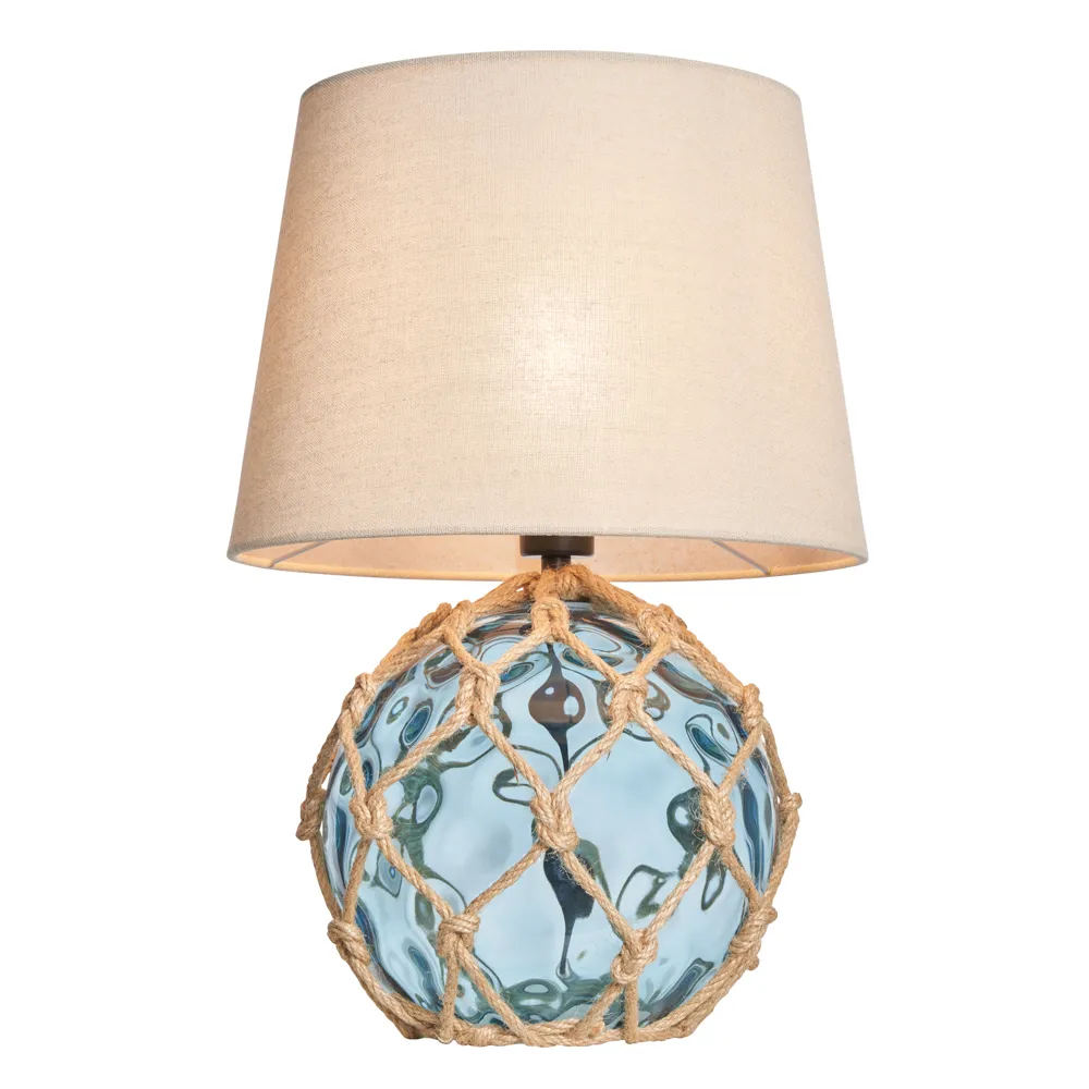 Lucy Buoy Style Glass Table Lamp, Blue 1