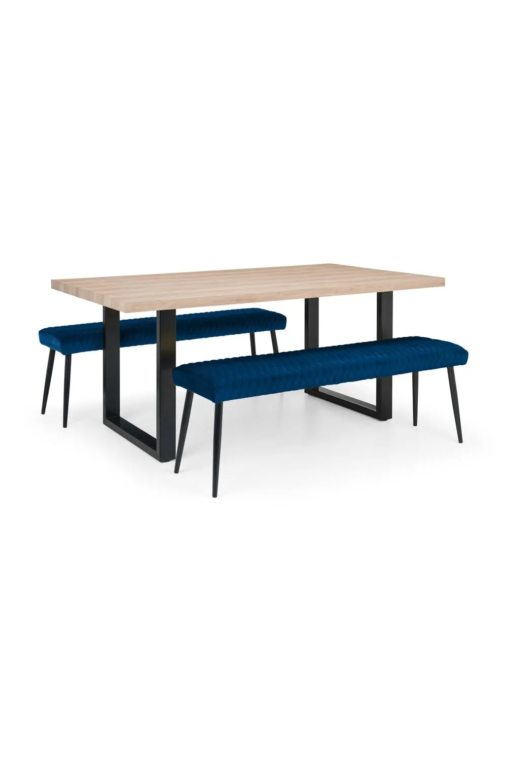Julian Bowen Luxe Diamond Quilted Upholstered 2 Seater Backless Bench in Blue 6