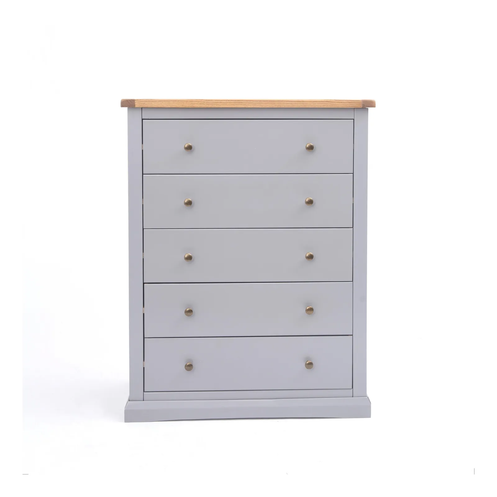 Cabinet Bits Rocca 5 Drawer Chest of Drawers Brass Knob in Grey