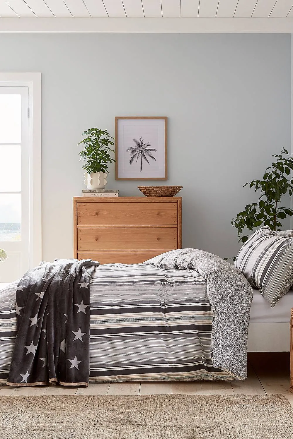 Helena Springfield 'Beach House Stripe' Cotton Duvet Cover Set in Grey