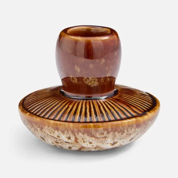 Mushroom Two Tone Ceramic Candlestick Holder 3