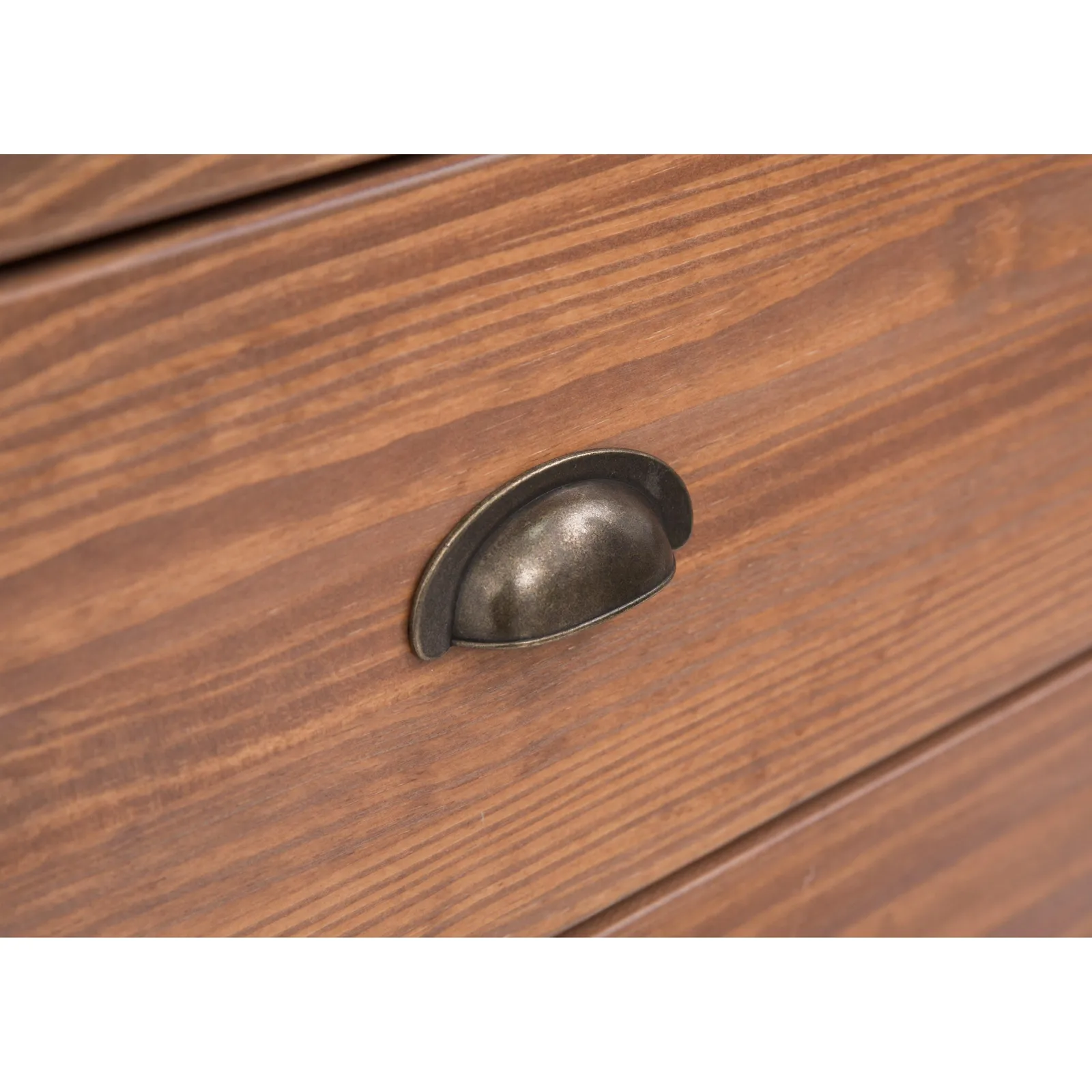 Cabinet Bits Padua 5 Drawer Chest of Drawers Brass Cup Handle in Brown 5