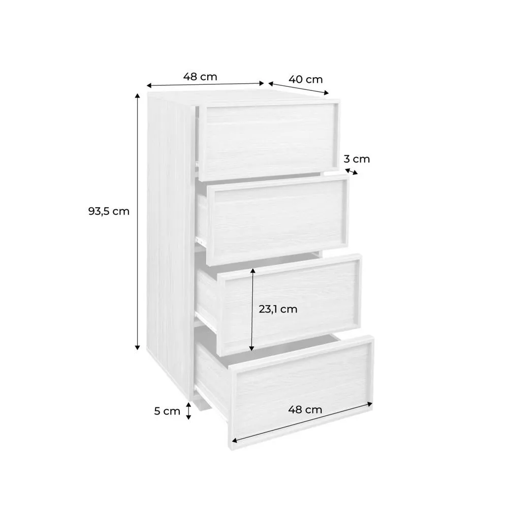 sweeek Tallboy chest of 4 drawers wood decor & fabric in Beige 5