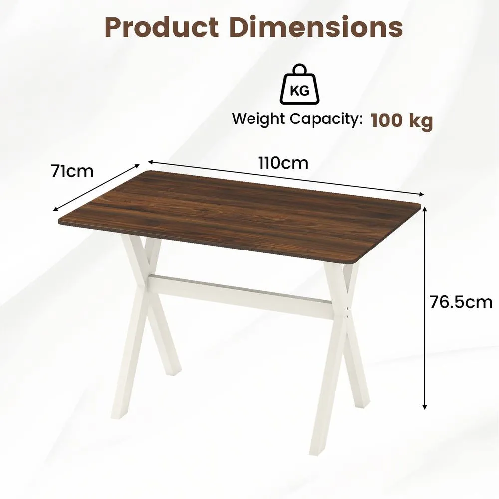 Costway Modern Dining Table Wooden Kitchen Table with X-shaped Frame-Brown in Brown 4